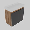 Modern Bathroom Sink Vanity With White Countertop Wooden Frame And Gray Doors