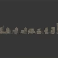 Miniature Rural Landscape With Wooden Small House Models Arranged On Gray Background