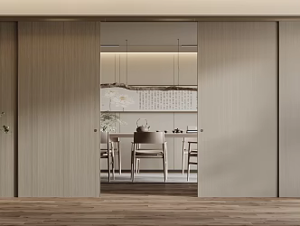 Chinese-style sliding door wooden sliding door 3d model