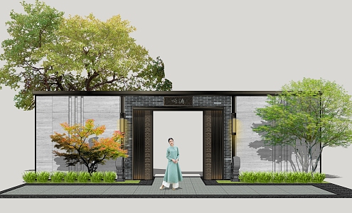 New Chinese style landscape wall 3d model