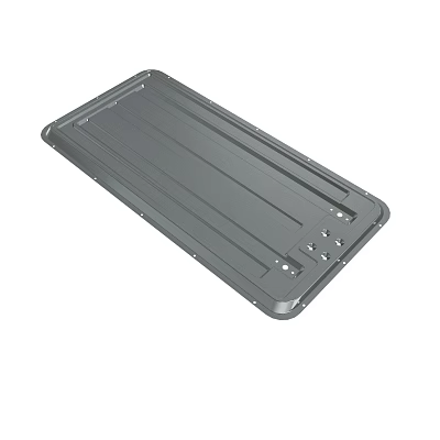 Gray Metal Equipment Part With Grooved Surface And Screw Holes Design 3d model