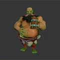 Muscular Bearded Man Holding Wooden Cask With Cloth Around Waist And Barefoot Rugged Appearance
