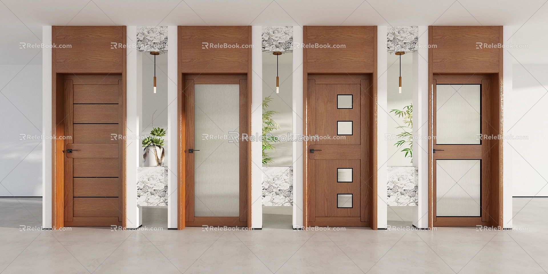 Door Wooden Door Flat Door Solid Wooden Door Modern Upper Bright 3d model