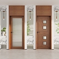 Door Wooden Door Flat Door Solid Wooden Door Modern Upper Bright 3d model