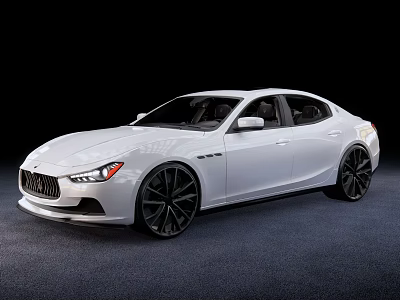 White Maserati Sedan With Sleek Body Design Black Alloy Wheels And LED Headlights 3d model