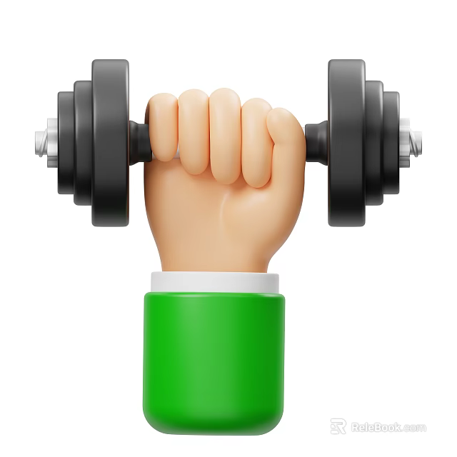 Game Movie Character Holding Dumbbell With Green Arm And White Cuff 3d model 
