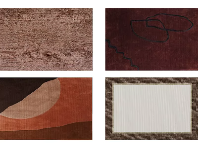 Various Square Rugs With Textured Patterns And Diverse Color Designs For Home Decor 3d model