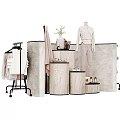 Stylish Clothing Display With Hanging Garments Wooden Stands And Accessories