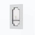 Gray Background Wall With Decorative Lattice Frame And Wall Mounted Small Plant Shelf