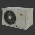 White Air Conditioner Fan Unit Featuring Rusty Spots And Front Vent Grille 3d model