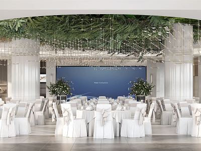 Light Luxury Ballroom Restaurant 3d model