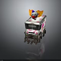 White Ice Cream Truck With Clown Head Flame Pink Polka Dots And Ice Cream Design