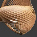 Wooden Curved Spiral Pendant Lights Hanging Ceiling Lighting For Modern Home Decor