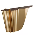 Modern Elegant Console Table With Golden Folded Base And Dark Wooden Top 3d model