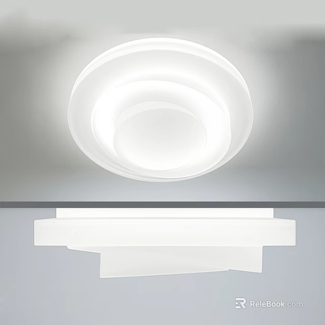 Modern White Ceiling Light With Sleek Round Flush Mount Design For Home 3d model