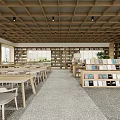 Library Internal Reading Room Book Bar Bookstore Display Bookshelf 3d model