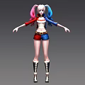 Three-Shading Two-Shading Two-Clown Female Baseball Female European and American Female Double-Ponytail Cheerleading Female Hand-painted Characters 3d model