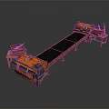 Rusty Industrial Conveyor Belt Equipment With Long Black Belt And Orange Red Structures