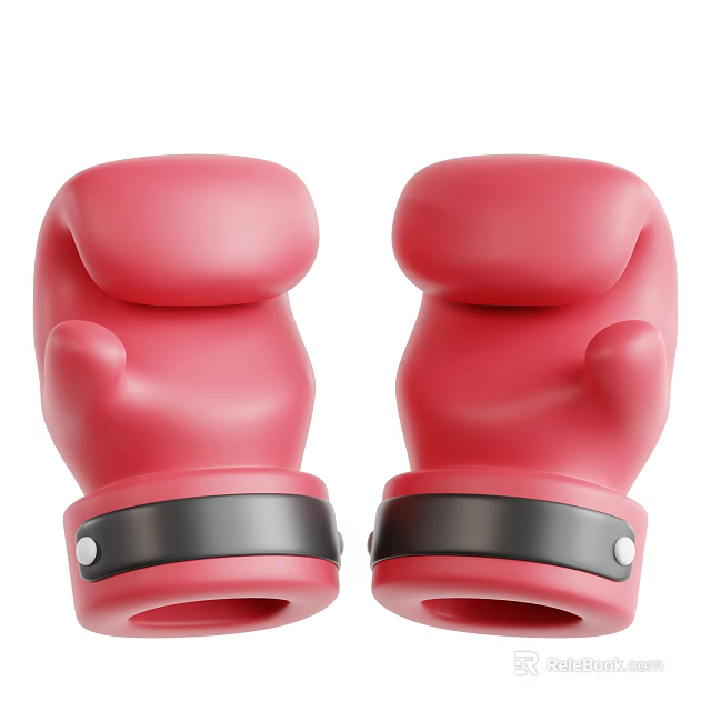 Pair Of Red Boxing Gloves With Black Straps And Classic Design For Sports Training 3d model 