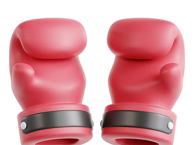 Pair Of Red Boxing Gloves With Black Straps And Classic Design For Sports Training 3d model