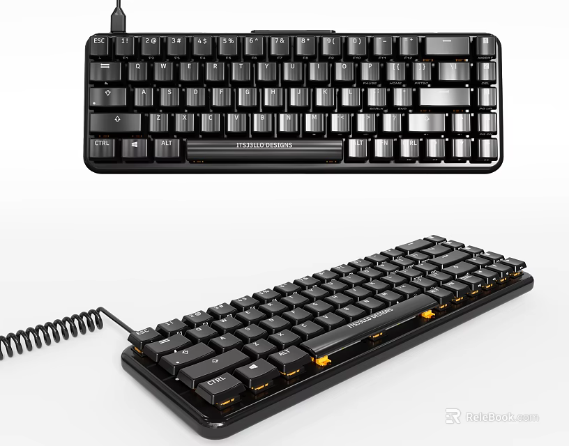 Black Wired Mechanical Keyboard With Backlit Keys And Durable Design 3d model 