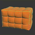 Orange Cubic Soft Fabric Stool For Home Living With Square Pattern Design 3d model