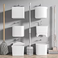 Modern Bathroom Accessories With Toilet Brush Trash Bin Mop And Wash Basins