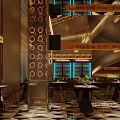 Modern Restaurant Interior With Wine Racks Chandeliers Dining Tables And Warm Lighting