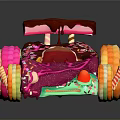 Colorful Cartoon Candy Race Car With Ice Cream Top Cookie Wheels And Sprinkles