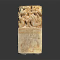 Traditional Square Jade Stone Seal With Intricate Carved Dragon Design
