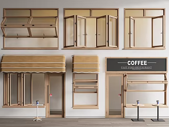 Modern folding window Internet popular folding window upper and lower folding window door head facade awning 3d model