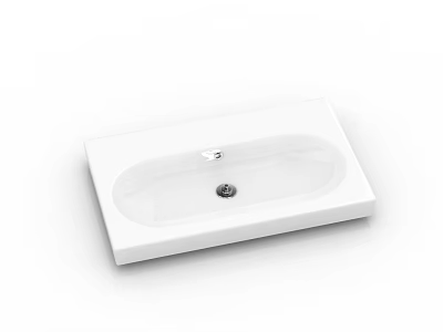 White Ceramic Rectangular Countertop Wash Basin With Smooth Modern Design 3d model