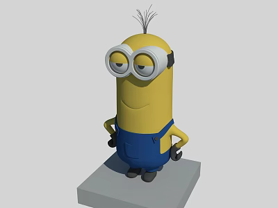 Minion Game and Movie Character With Yellow Body Blue Overalls and Large Goggles 3d model