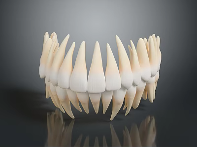 3D Rendered Sharp Teeth Organ Model With Curved Arrangement And Reflective Surface 3d model