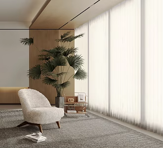 Dream blinds venetian blinds leisure sofa side a few green plants potted plants 3d model