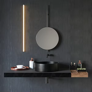 Modern wash basin bathroom cabinet star basin jewelry combination 3d model