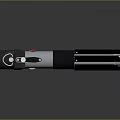 Futuristic Sci Fi Weapon With Metallic Black Silver Design Blue Accents And Reflective Surface