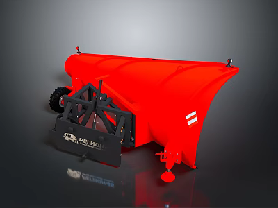 Red Snow Plow With HYDRA TECH Brand Black Frame And Wheels 3d model