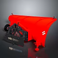Red Snow Plow With HYDRA TECH Brand Black Frame And Wheels 3d model