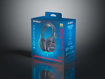 Stylish STYDBK Over Ear Headphones Electronic Device With Packaging Box Design 3d model