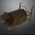 Rusty Metal Wheelbarrow With Vintage Iron Frame And Rustic Structure Design