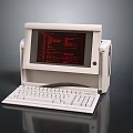Vintage Desktop Computer Featuring Monitor Keyboard And Red Text On Screen