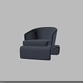 Modern Navy Blue Fabric Accent Chair With Curved Backrest And Cozy Seat Cushion