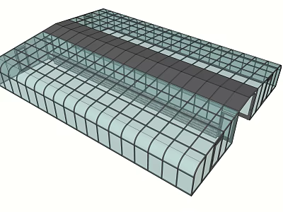 Modern Sunshade Design For Glass Roof Structure With Transparent Panels And Grid Framework 3d model
