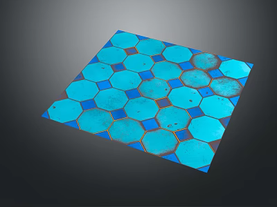 Blue And Green Hexagonal Shaped Wood Flooring For Modern Interiors 3d model