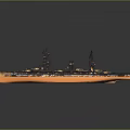 Detailed Battleship Model Watercraft With Orange Hull Black Superstructure And Turrets