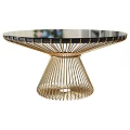Modern Round Dining Table With Black Glass Top And Golden Wireframe Base 3d model