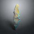 Wooden Stone Sculpture With Irregular Shape And Colorful Textures In 3D Design