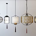 Various Stylish Pendant Lights With Metal Frames Fabric Shades And Tassel Decorations