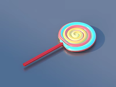 Colorful Spiral Lollipop With Red Stick Sweet Candy For Daily Use 3d model
